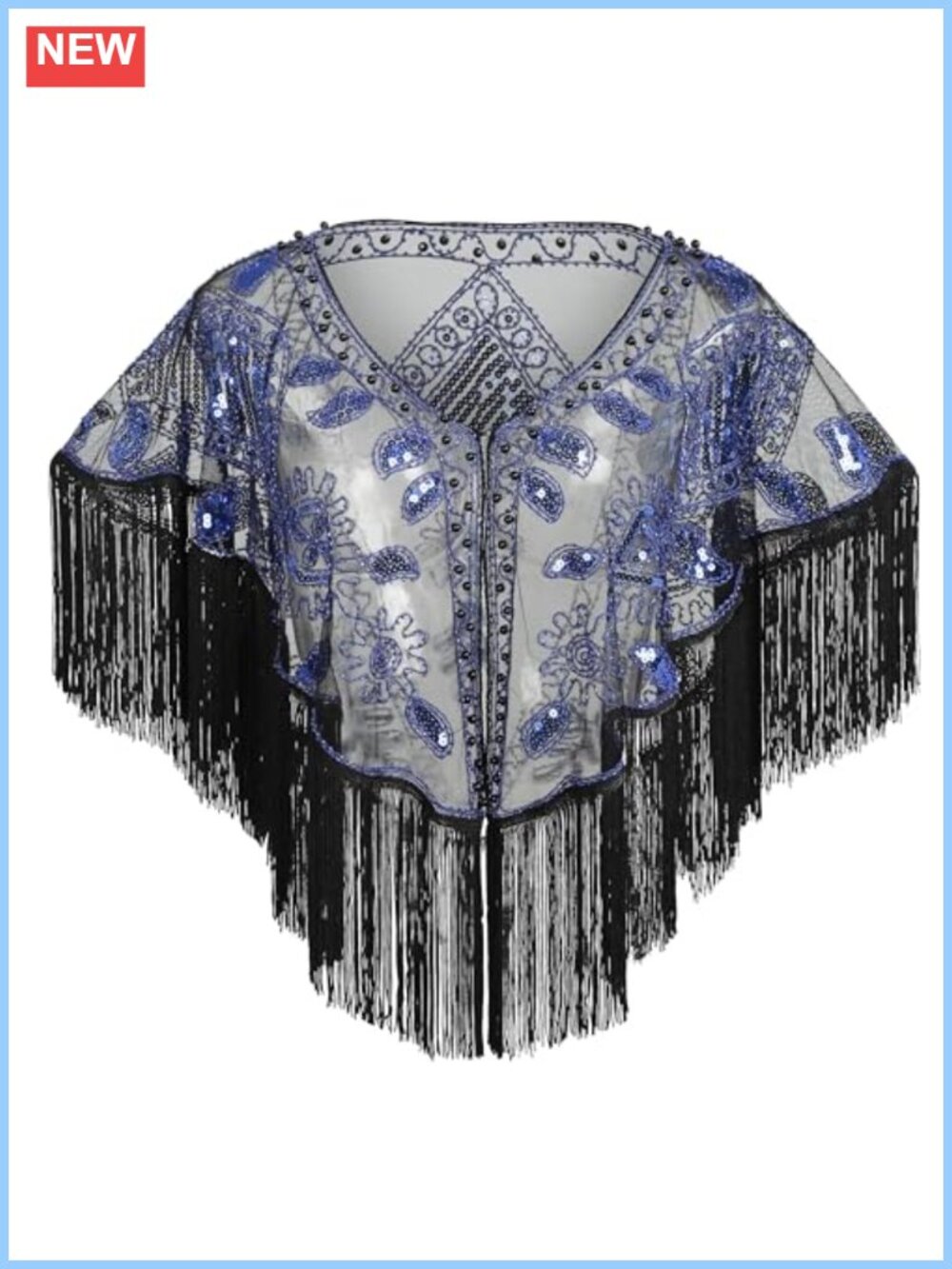 1920s Shawl Sequin Beaded Evening Cape Wrap Gatsby Party